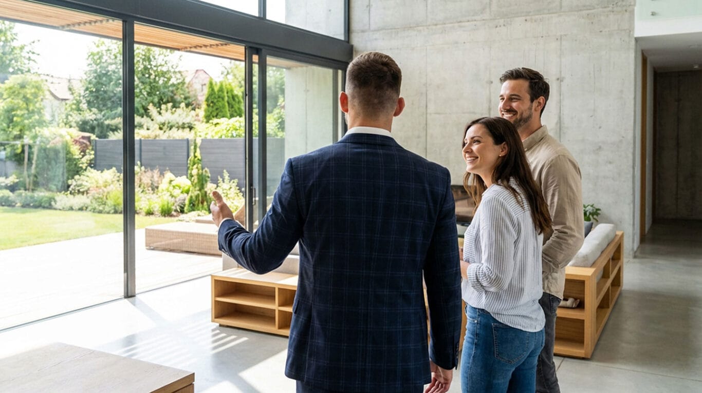 Un courtier faisant visite une maison.